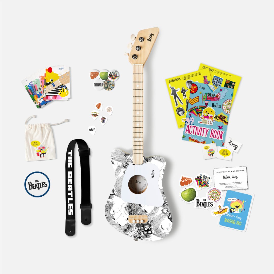 BEATLES + LOOG MINI GUITAR KIT, B&W - Norman & Jules