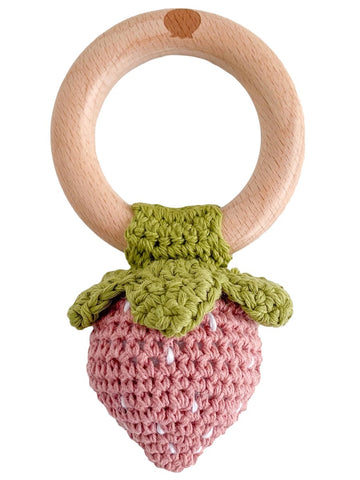 CROCHET BABY RATTLE, STRAWBERRY - Norman & Jules