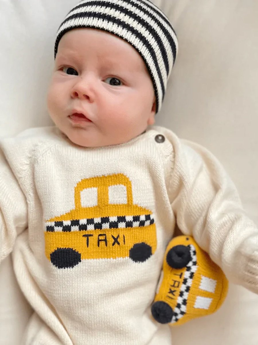 Knit Organic Baby Taxi Rattle - Norman & Jules