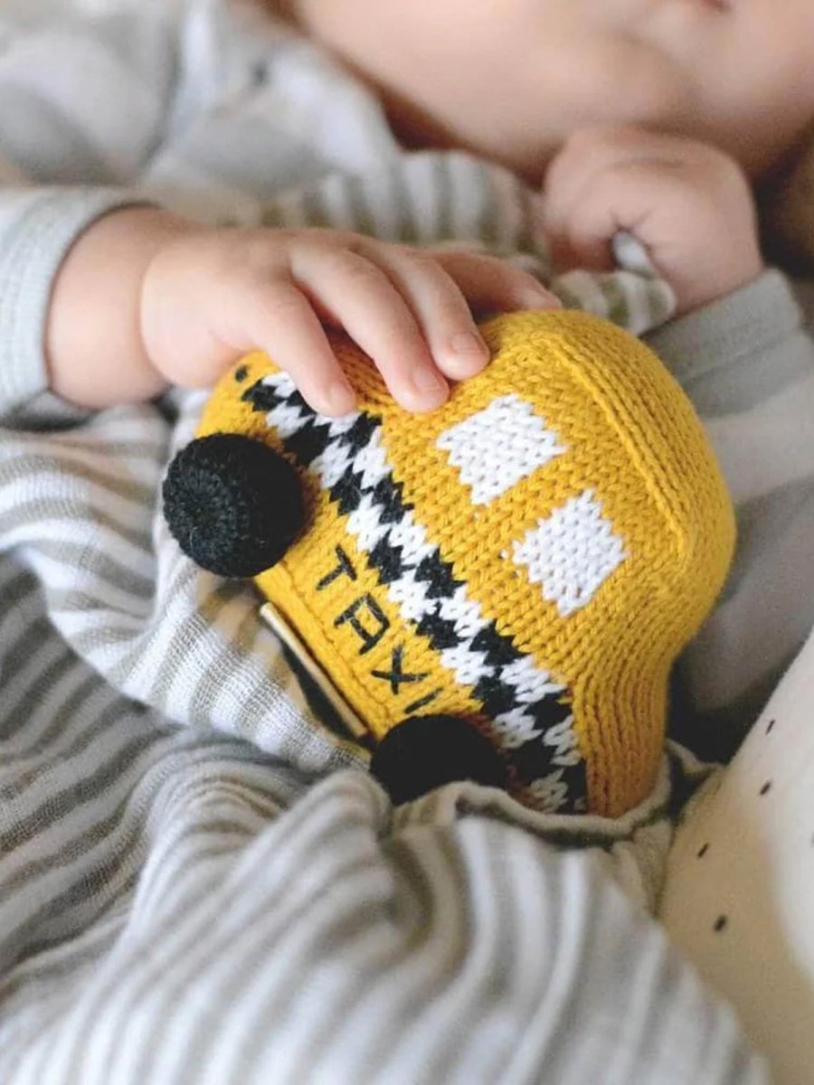 Knit Organic Baby Taxi Rattle - Norman & Jules