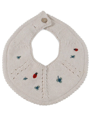 KNITTED BIB, CLOVER ON CREAM - Norman & Jules