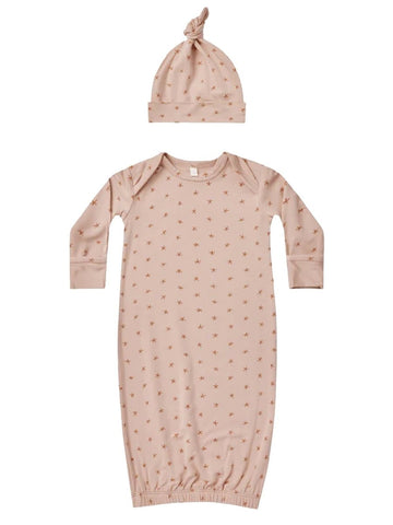 KNOTTED BABY GOWN + HAT SET, TWINKLE - Norman & Jules