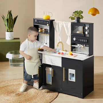 Tiny Land® Iconic Aqua Kitchen with Real - Flow Water System - Black - Norman & Jules