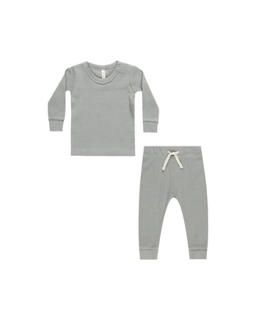 WAFFLE TOP + PANT SET, DUSTY BLUE - Norman & Jules