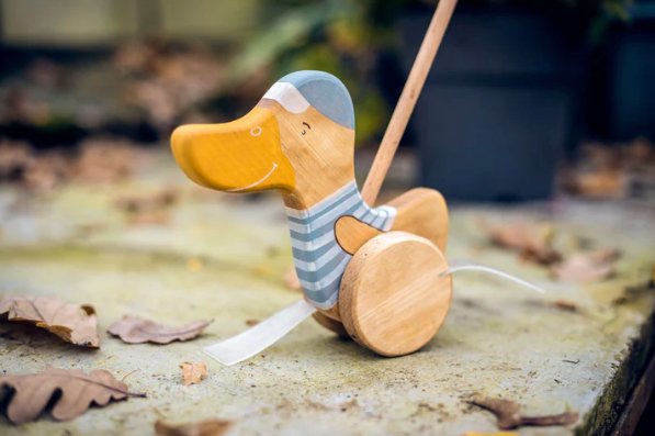 WOODEN DUCK PUSH TOY - Norman & Jules