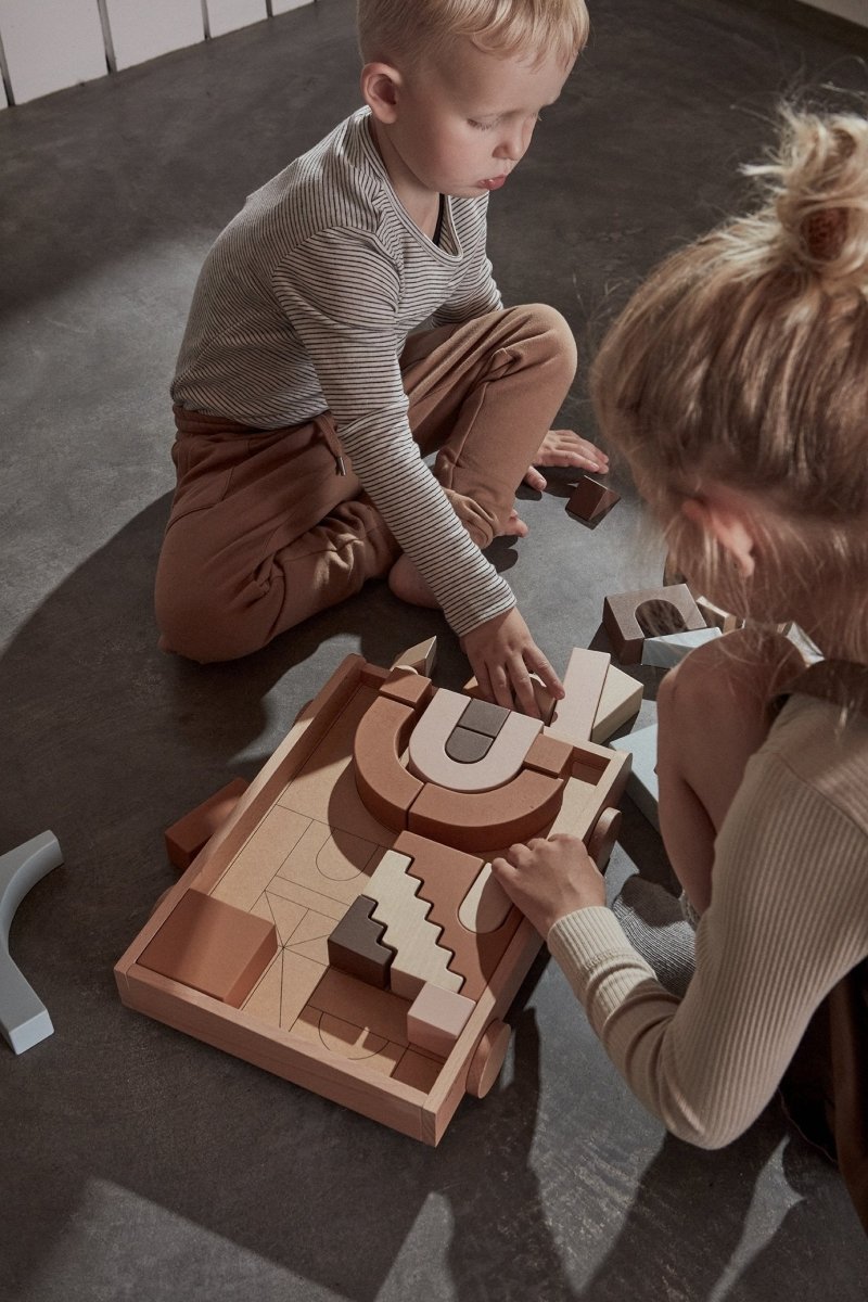 WOODEN RAINBOW WAGON WITH BLOCKS - Norman & Jules